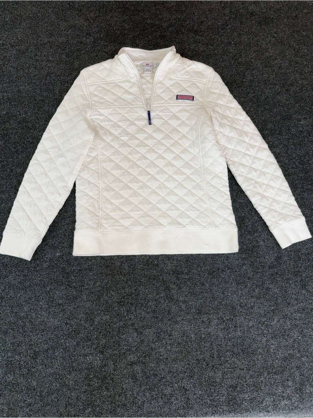 Vineyard Vines Cream Quilted Half-Zip Turtleneck Sweater